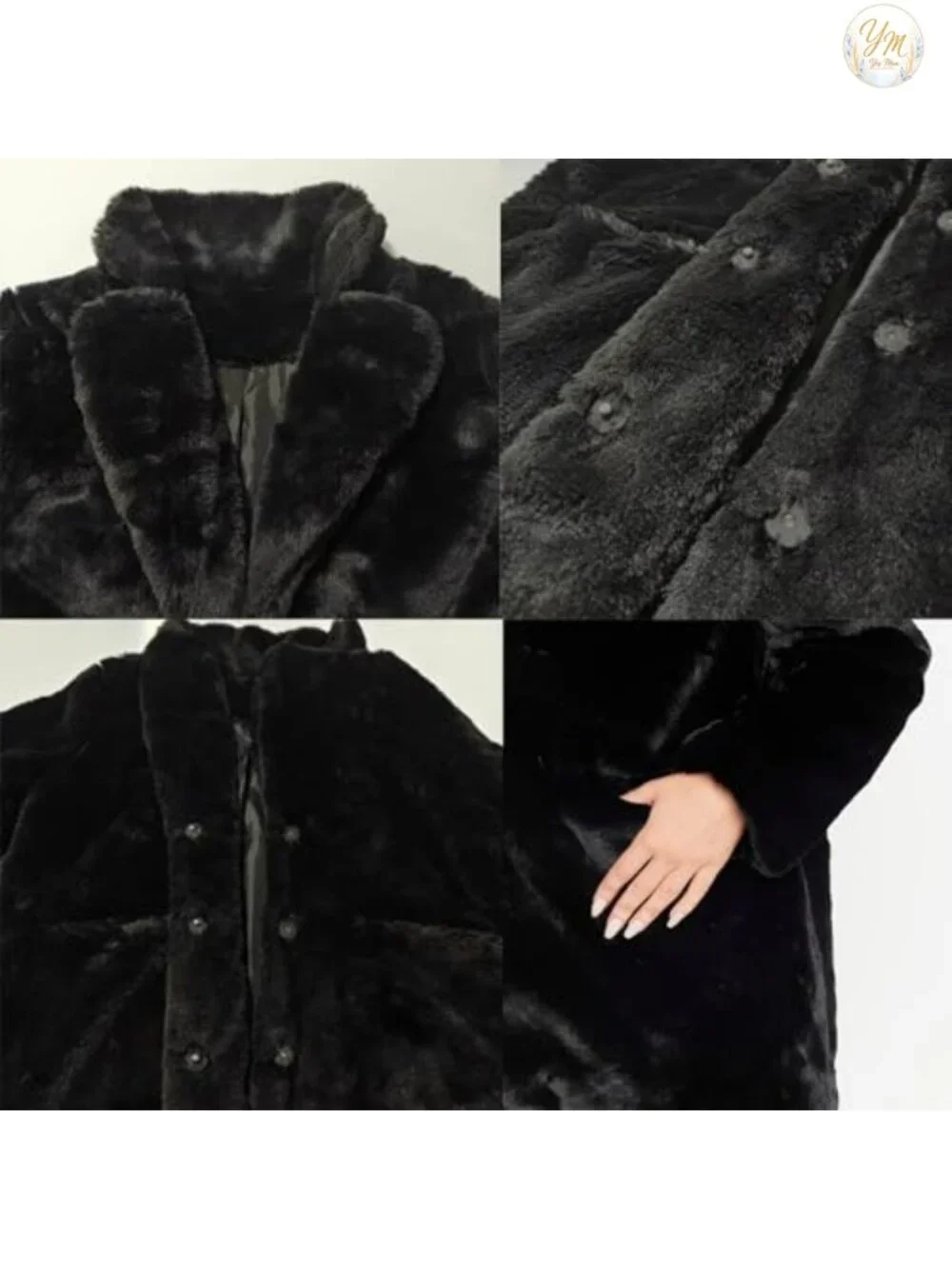 Womens Faux Fur Fleece Coat Lapel Long Sleeve Fluffy Warm Winter Outerwear